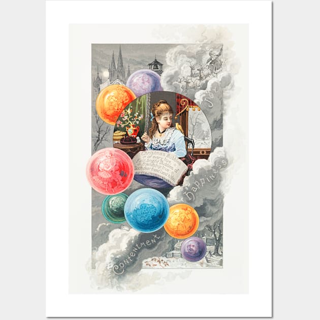 Bubbles of Wishes Antique Christmas Card Wall Art by Antiquated Art